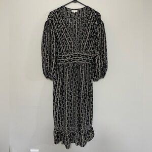Max Studio Black and White Striped Floral Dress